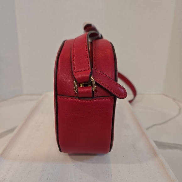Lauren Ralph Lauren Jordann Red Leather Mini Crossbody Bag - Picture 9 of 10